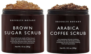 Brooklyn Botany Brown Sugar Body Scrub & Arabica Coffee Body Scrub - Exfoliating Body Scrub – Anti Cellulite Scrub Helps Fight Stretch Marks, Cellulite, Veins And Eczema – Gift For Women - 10 Oz
