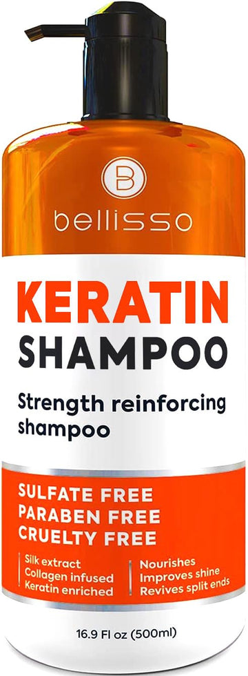 Keratin Enriched Shampoo - Sulfate and Paraben Free - Anti Frizz Treatment for Women and Men – Professional Salon Grade Repair Formula with Silk Protein for Dry, Frizzy Damaged and Color Treated Hair