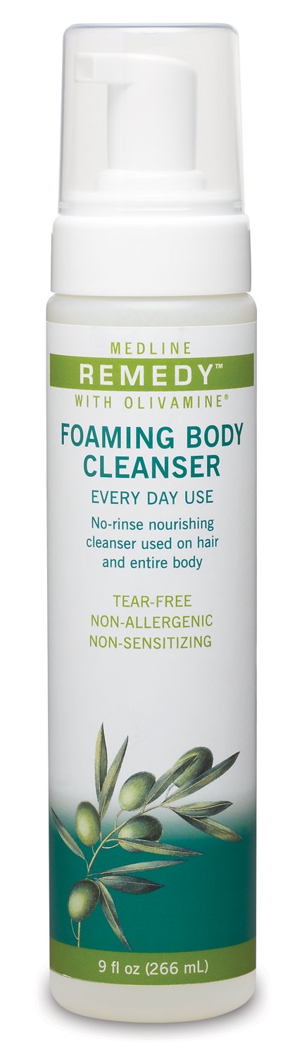 Medline Remedy Olivamine Foaming Body Cleanser, No Rinse, Scented, 9-oz Pump Bottle : Beauty & Personal Care