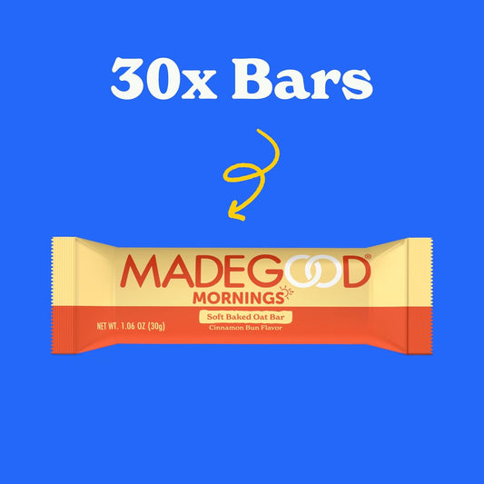 Madegood Mornings Soft Baked Breakfast Bars, Cinnamon Bun 1.06 Oz (30 Count) Gluten Free Snacks