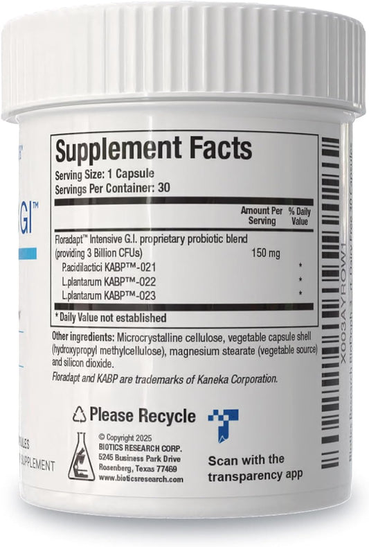 Biotics Research Biodoph-3 Gi Targeted Intensive Gi Probiotic Capsules, Clinically Validated Multi-Species Formula, Gut Health, Immune Support, Dairy Free 30 Capsules