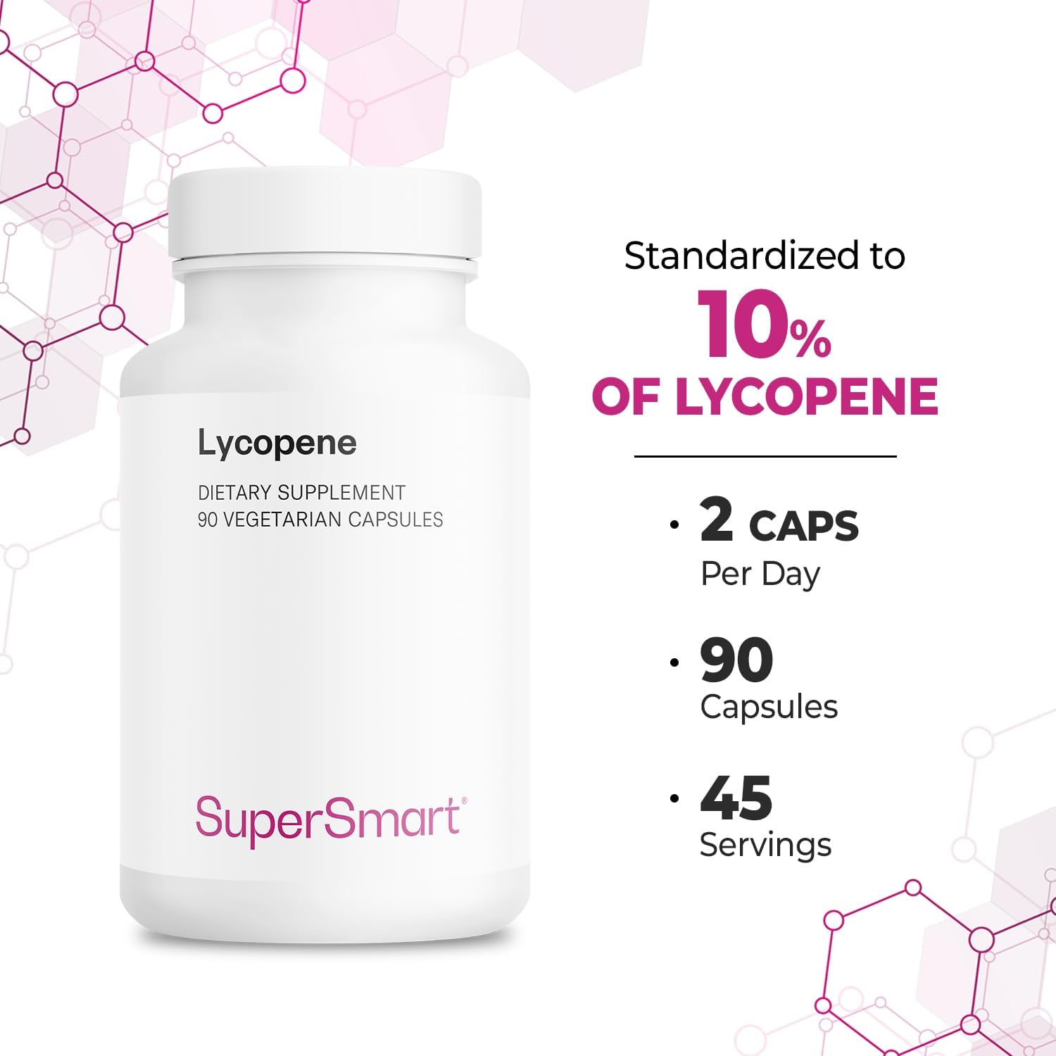 Supersmart - Lycopene 30Mg Per Day (High Potency) - Tomato Extract 10% Carotenoids - Lycopene Supplement | Non-Gmo & Gluten Free - 90 Capsules : Health & Household
