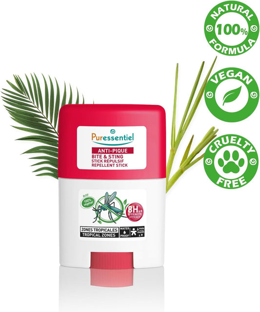 Puressentiel - Waterproof Mosquito Repellent Stick - Tropical Areas - Body And Face (Cheeks/Forehead) - 8H And Plus Efficacy - 20 Ml