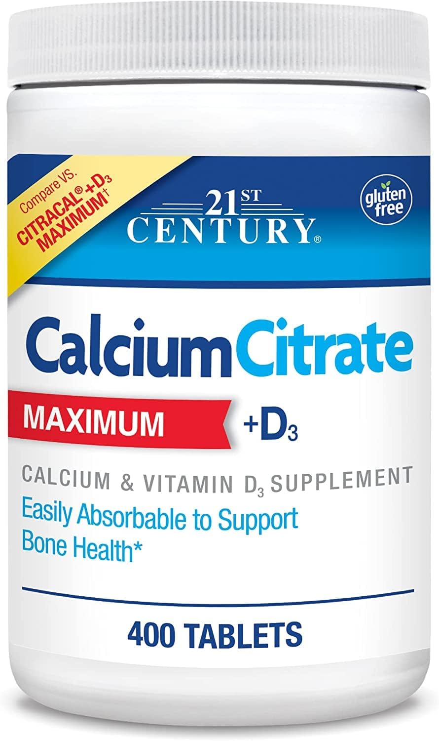 21st Century Calcium Citrate + D3, 400 Tablets Per Bottle (2 Pack)