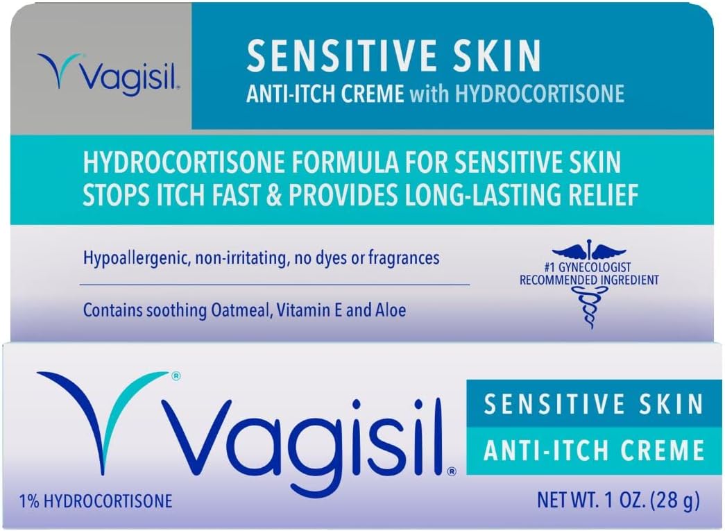 Vagisil Maximum Strength Feminine Anti-Itch Cream For Women, Sensitive Skin Formula With Hydrocortisone, Helps Relieve Yeast Infection Irritation, Gynecologist Tested, Soothes & Cools, 1Oz (Pack Of 1)