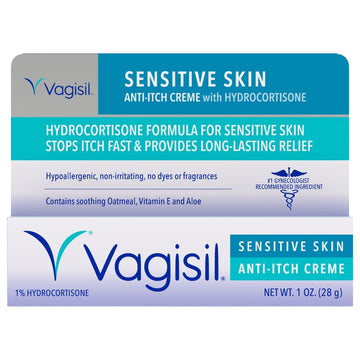 Vagisil Maximum Strength Feminine Anti-Itch Cream for Women, Sensitive Skin Formula with Hydrocortisone, Helps relieve Yeast Infection Irritation, Gynecologist Tested, Soothes & Cools, 1oz (Pack of 1)