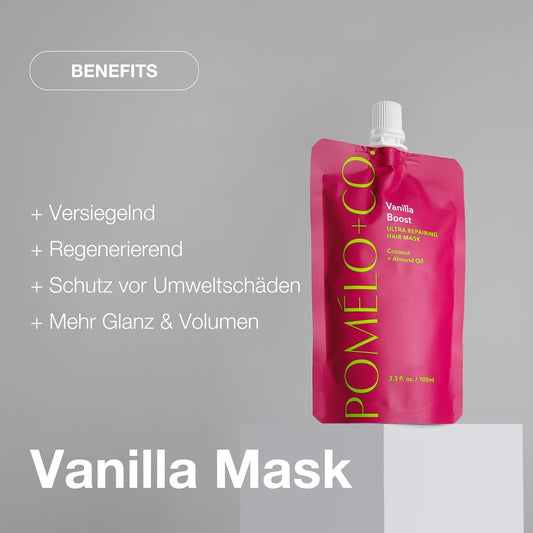 Pomélo+Co. Vanilla Boost Hair Mask - Nourishing Mask With Lovely Sweet Vanilla Fragrance - Vegan Hair Care For Dry Hair - 100Ml