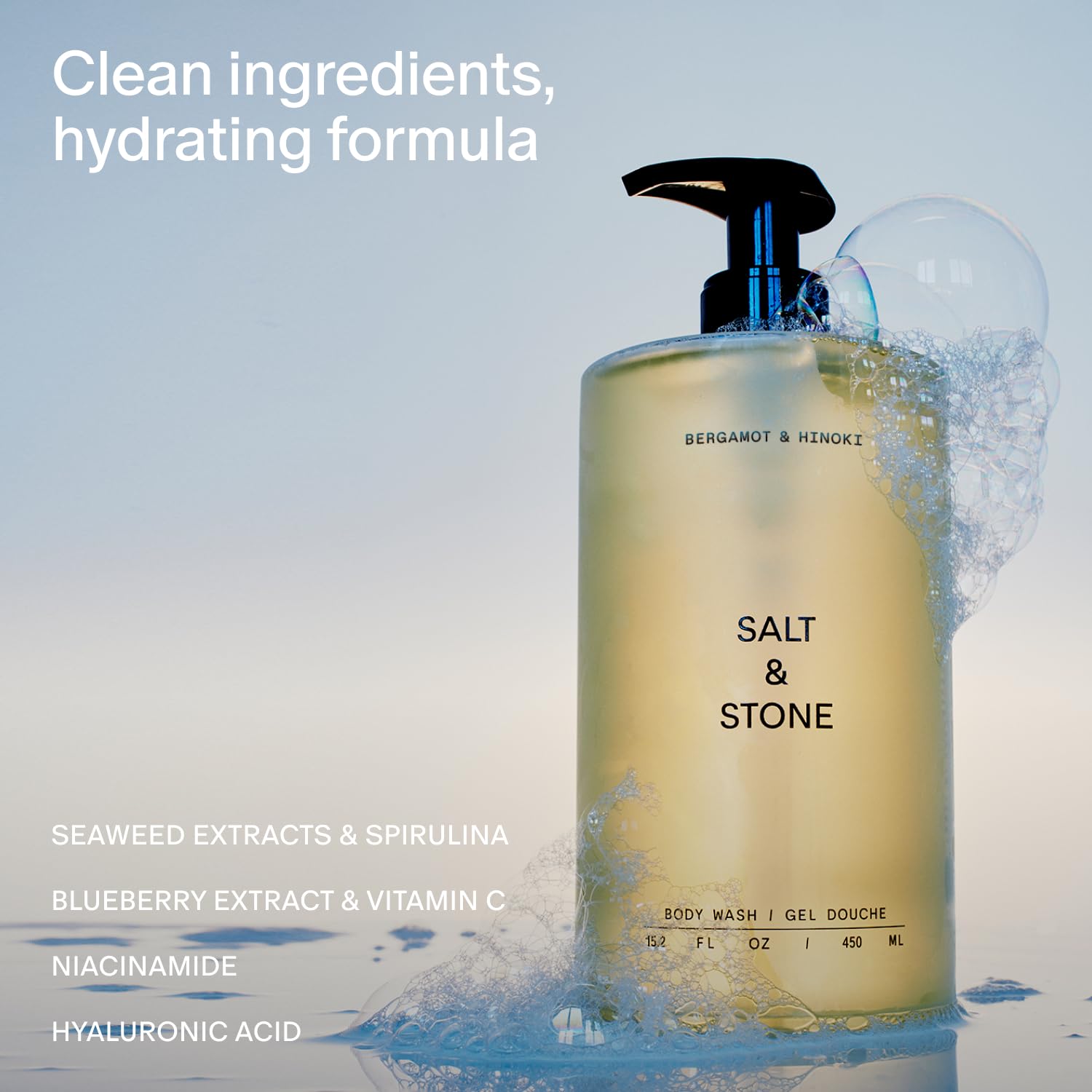 Salt & Stone Body Wash With Antioxidants For Deep Moisture | For Women & Men, Sulfate, Paraben, & Dye Free, Leaving Skin Soft And Hydrated - 15.2 Fl Oz