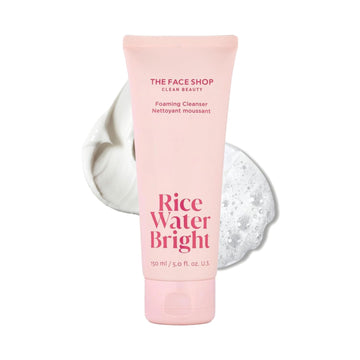 The Face Shop Rice Water Bright Foaming Facial Cleanser With Ceramide, Gentle Face Wash For Hydrating & Moisturizing, Vegan Face Cleanser, Makeup Remover
