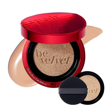 Espoir Pro Tailor Be Velvet Cushion Spf34 Pa++ #5 Tan (13G+Refill 13G) | Excellent Long-Lasting Effect Beyond The Limitation Of Cushion | Lightweight Matte Skin Full Coverage Cushion Foundation | Korean Makeup