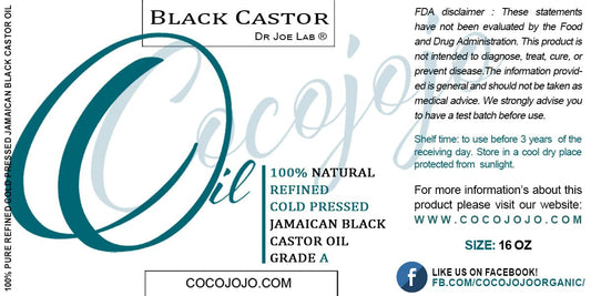 cocojojo Jamaican Black Castor Oil Cold Pressed 16 oz Hair Growth Pure Virgin Refined eye lash skin hair JBCO