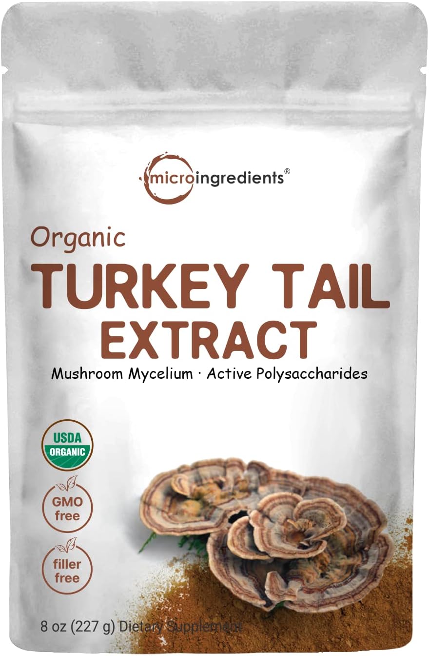 Organic Turkey Tail Mushroom Powder (50:1 Extract), 8 Ounce | Freeze Dried With Active Polysaccharides, Supports Immune Response & Cellular Level, Pet Friendly