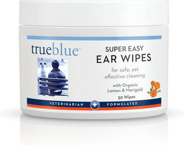TrueBlue Lemon & Marigold Super Easy Dog Ear Wipes – Pre-Moistened Puppy Pads for Ear Cleaning – Cleansing Ear Wipe for Dogs, Puppies – Non-Toxic, All-Natural – 50 Count