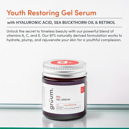 Grüum Clear Complexion Skin Gel Serum 30Ml - Vitamin C Serum For Face Acne Scar Treatment - Face Serums For Women & Men With Hyaluronic Acid, Neem Oil & Tea Tree