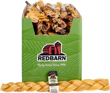 Recbarn Natural 12" Beef Collagen Braids - Case Of 20 Sticks - Long Lasting Low-Odor Alternative To Rawhide & Bully Sticks -Single Ingredient Chew For Medium Large Dogs