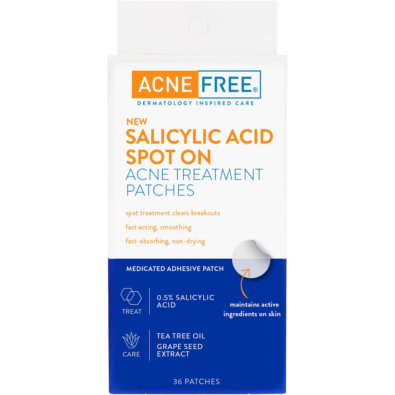 Acnefree Salicylic Acid Spot On Acne Treatment Patches, Pimple Spot Treatment, 36 Count