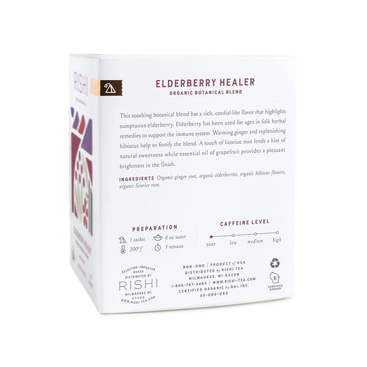 Rishi Tea, Elderberry Healer, Organic 15 Count (Pack Of 2)