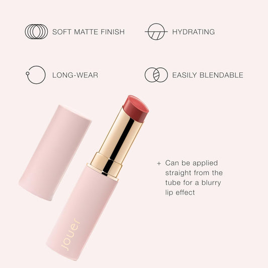 Jouer Balm Bouche Demi-Matte Lip-Liberté? - Tinted Lip Balm - Hydrating Lip Tint Long Lasting - Matte Lip Color - Jojoba Seed Oil And Shea Butter Formula