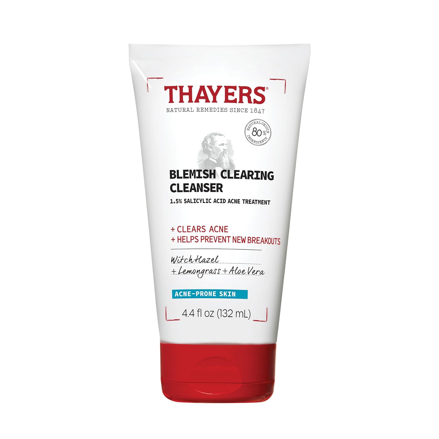 Thayers Blemish Clearing Face Cleanser With 1.5% Salicylic Acid, Acne Treatment Face Wash, Soothing And Non-Stripping Skin Care, 4.4 Fl Oz