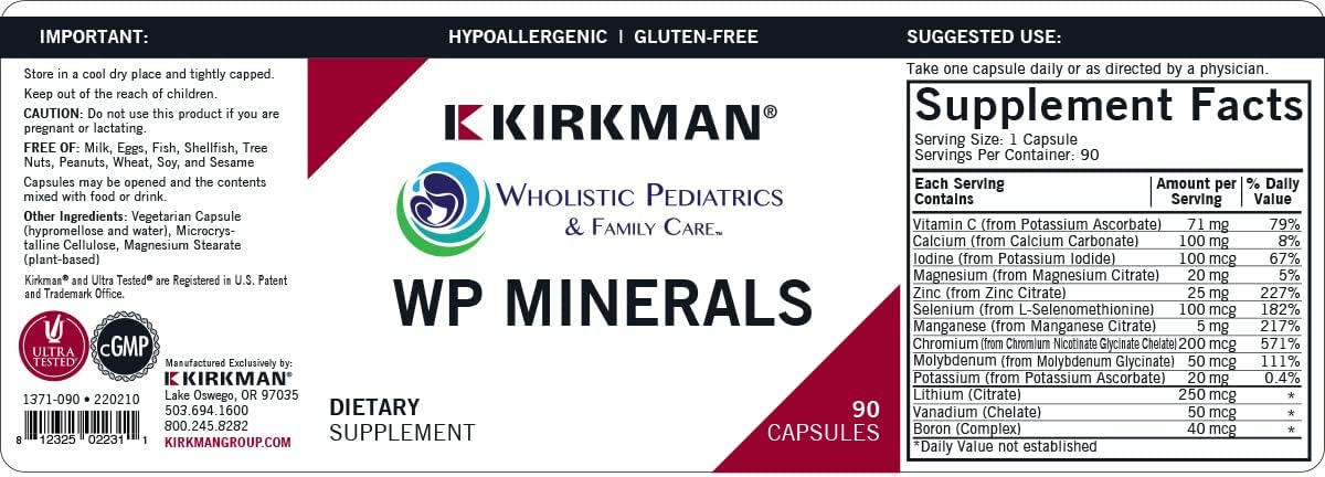 Kirkman WP Minerals | 90 Vegetarian Capsules | A Comprehensive Mineral Supplement for Those who do not get Enough nutrients from Their Diet. : Health & Household