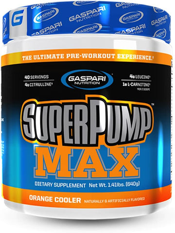Gaspari Nutrition Super Pump Max, Pre Workout Supplement 40 Servings, Sustained Energy & Nitric Oxide Booster Supports Muscle Growth, Recovery & Replenish (40 Servings, Rainbow Candy)