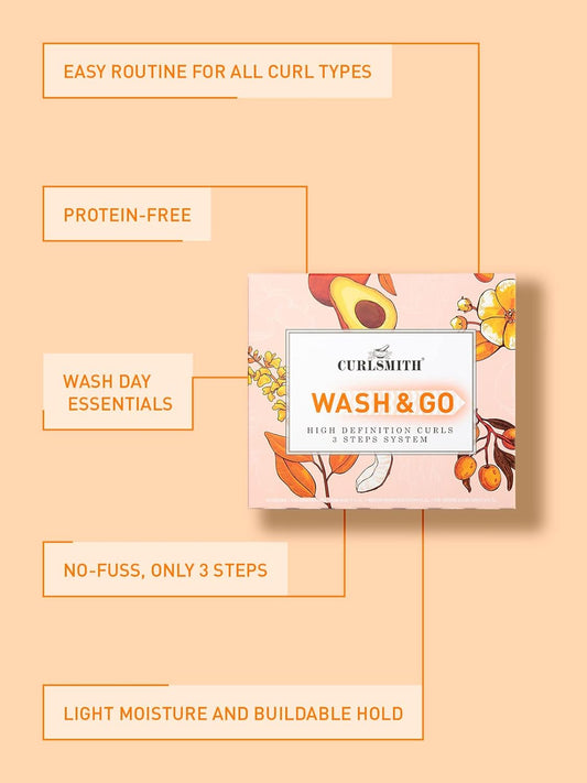 Curlsmith - Wash & Go High Definition Curls Kit: 3-Step System - Vegan Haircare For Dry, Wavy, Curly Or Coily Hair