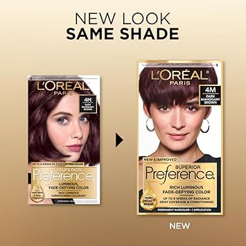 L'Oreal Paris Superior Preference Fade-Defying + Shine Permanent Hair Color, 4M Dark Mahogany Brown, Pack Of 1, Hair Dye