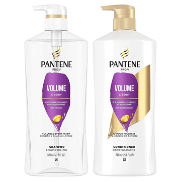 Pantene Shampoo, Conditioner And Hair Treatment Set, Volume & Body For Fine Hair, Safe For Color-Treated Hair