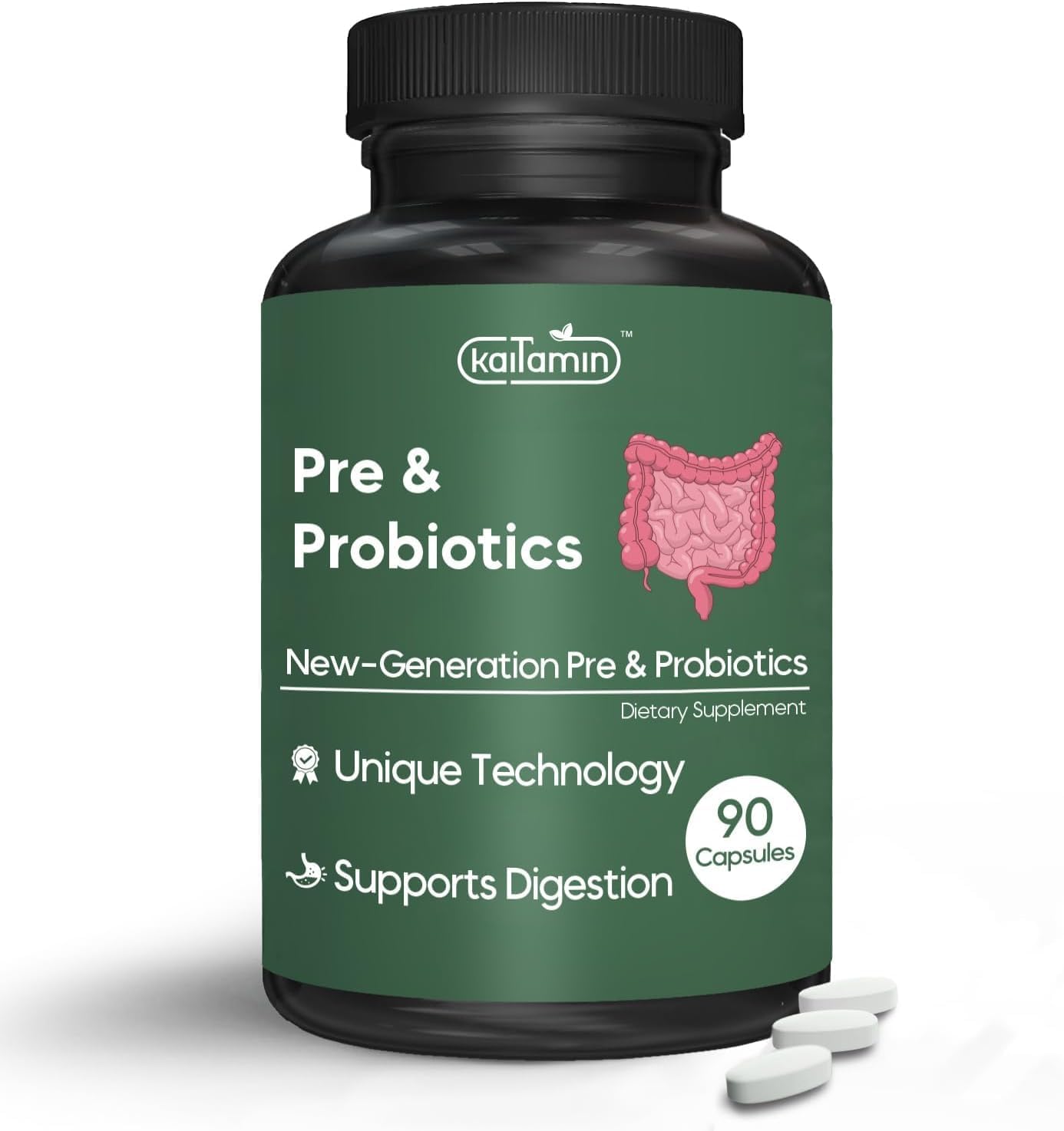 Prebiotics & Probiotics | Advanced Technology: Lower Dose & Quicker Results - for Digestion, Brain Health, Immunity, & Metabolism - for Men & Women, Adult Uni-sex, Vegan & upto 45 Days Supply