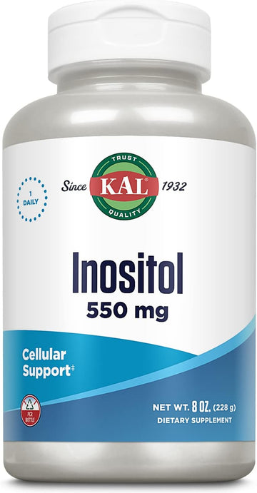 KAL Inositol Powder 550mg, Brain Health, Nervous System & Mood Support Supplement, Cellular Health Support, Enhanced Absorption Formula, Easy to Mix, Approx. 408 Servings, 8