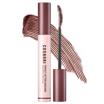 Cosnori Perfect Waterproof Mascara Long&Curl 03 Rosy Brown – Long-Lasting Smudge - Burgundy Mascara - Korea Waterproof Mascara, Long Lash, Strong Fixing, Silk Amino Acids - 0.23Fl Oz (7Ml)