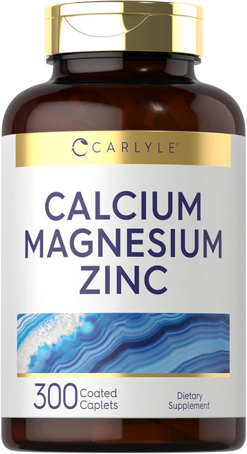 Carlyle Calcium Magnesium Zinc | 300 Caplets | Vegetarian, Non-Gmo, Gluten Free Supplement