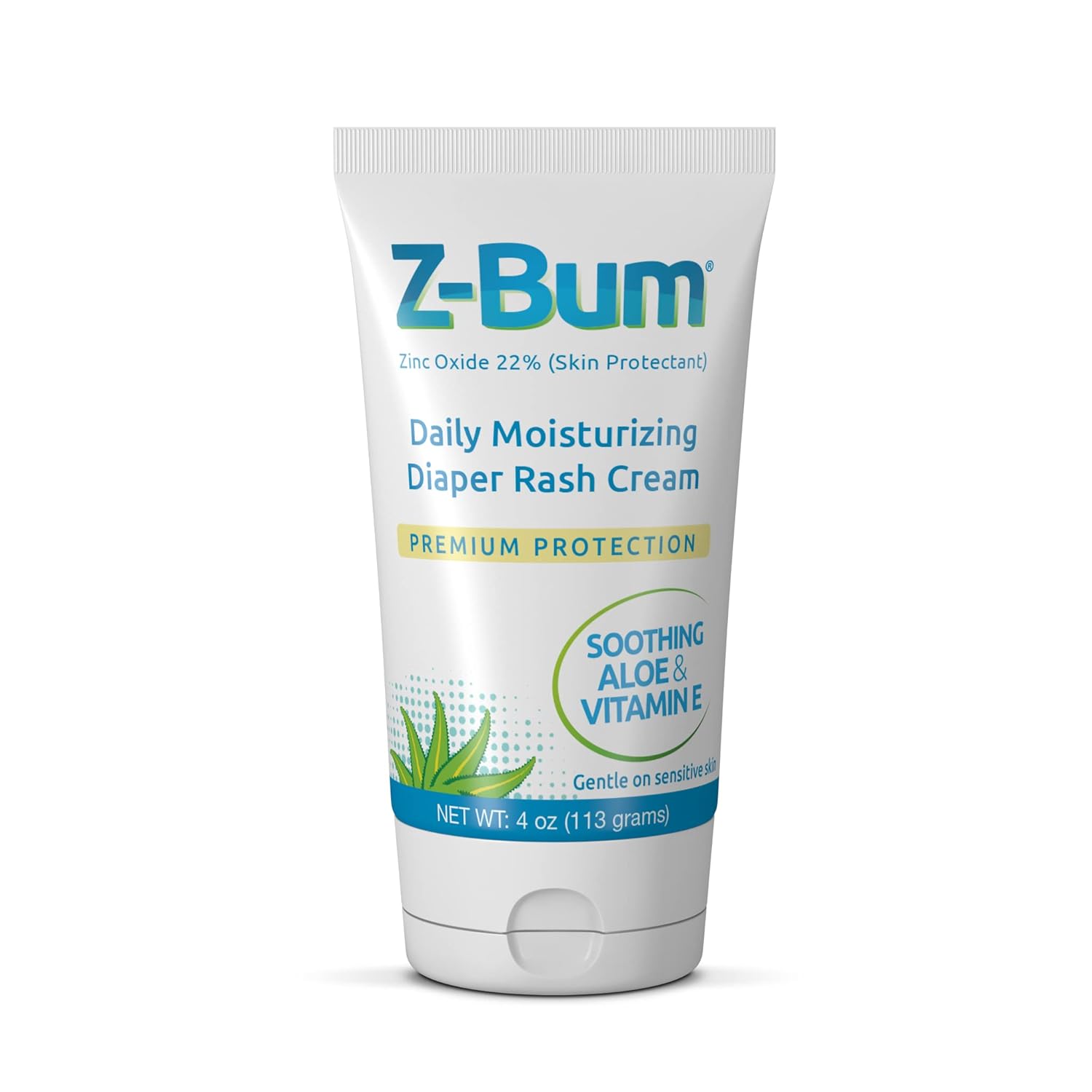 Daily Moisturizing Diaper Rash Cream – Baby Diaper Rash, Chafing, Adult Incontinence Irritation - With Aloe, Vitamin E, Zinc Oxide