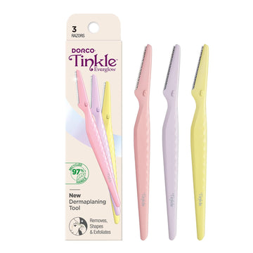 Tinkle Ultimate Dermaplaning Tool: 6 Razors, Precision Dermaplane, Eyebrow & Facial Razor For Peach Fuzz Removal & Exfoliation, Stainless Steel Safety Cover