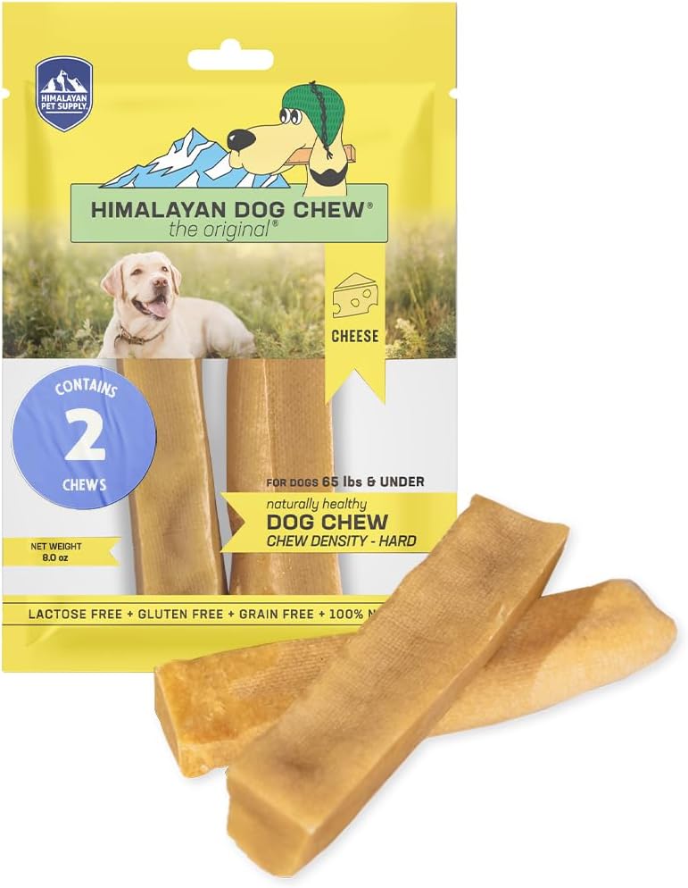 Himalayan Dog Chew Original Yak Cheese Dog Chews, 100% Natural, Long Lasting, Gluten Free, Healthy & Safe Dog Treats, Lactose & Grain Free, Protein Rich, Mixed Sizes, 2 Sticks (521139)