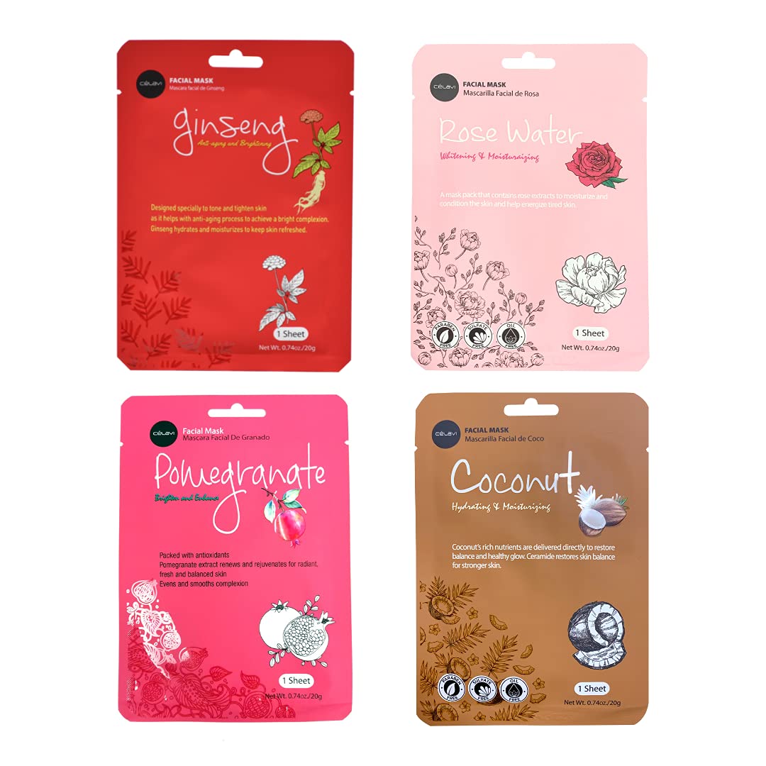 Celavi Essence Facial Sheet Face Mask Variety Set (17-Packs) Classic Korean Skincare : Beauty & Personal Care