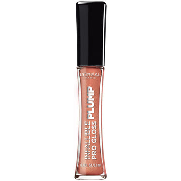 L'Oreal Paris Infallible Pro Gloss Plump Lip Gloss With Hyaluronic Acid, Long Lasting Plumping Shine, Lips Look Instantly Fuller And More Plump, Lucid Glow, 0.21 Fl. Oz