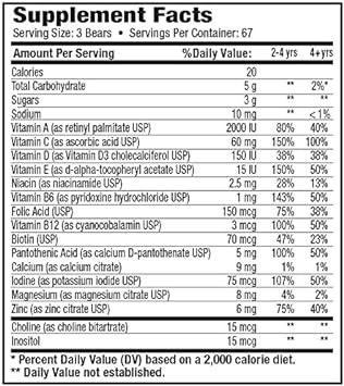 Yummi Bears Complete Multivitamin and Mineral Supplement, Gummy Vitamins for Kids, 200 Count (Pack of 1)