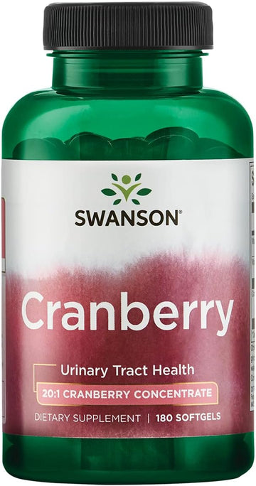 Swanson Cranberry - Supports Urinary Tract Health, Bladder Control, And Promotes Healthy Kidney Function - Cranberry Supplement Made With 20:1 Cranberry Juice Concentrate - (180 Softgels)