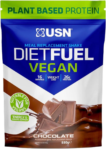 Usn Diet Fuel Vegan Chocolate 880G: Dairy Free Vegan Meal Replacement Shake & Vegan Protein Powders
