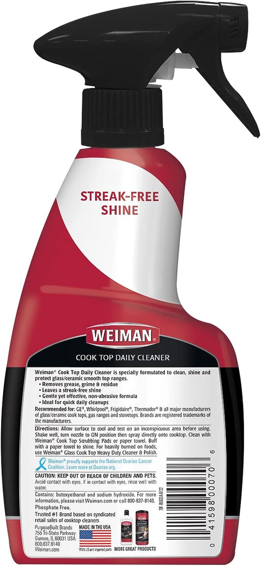 Weiman Ceramic and Glass Cooktop - 10 Ounce - Stove Top Daily Cleaner Kit - 12 Ounce - Glass Induction Cooktop Cleaning Bundle for Heavy Duty Mess Cleans Burnt-on Food