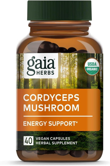 Gaia Herbs Cordyceps Mushroom - Energy Support Supplement For Sustaining Energy, Endurance, And Stamina - With Organic Cordyceps Mushroom - 40 Vegan Liquid Phyto-Capsules (40-Day Supply)