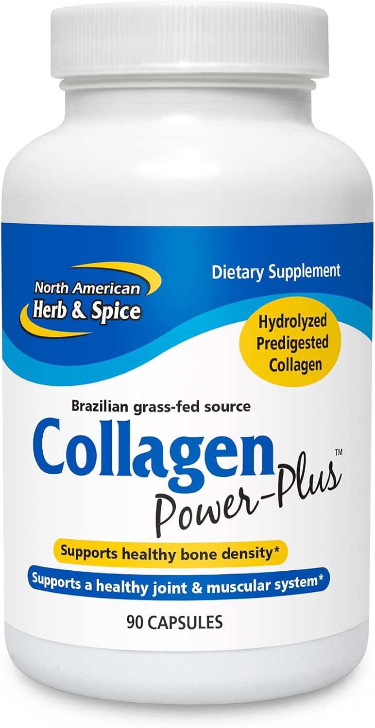 North American Herb & Spice Collagen Power-Plus - 90 Capsules - Collagen Supplement - Joint & Muscle Support, Healthy Hair, Skin & Nails - Bromelain, Papain, Vitamin C - Non-Gmo - 30 Servings