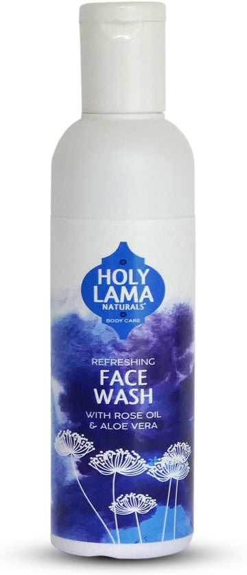 Holy Lama Naturals Ayurvedic Refreshing Face Wash Gel With Rose Oil & Aloe Vera Essential Luxurious Nourishing Beauty Product Vegan 100Ml Bottle