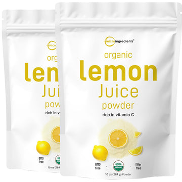 Micro Ingredients 2 Pack Organic Lemon Juice Powder, 10 Ounce, Rich In Natural Vitamin C (Immune Vitamins) For Immune System, Great Flavor For Drinks, Smoothie & Beverages, Vegan