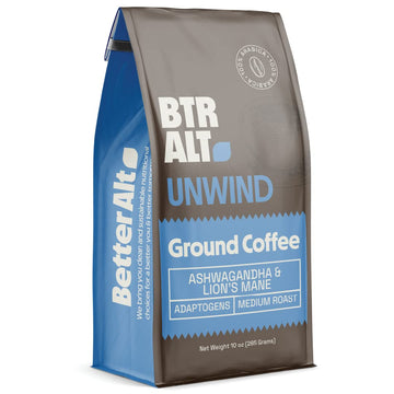 Better Alt Mushroom Ground Coffee | Medium Roast | Premium Arabica with Lion's Mane & Ashwagandha | No Crashes & Jitters | 10 oz