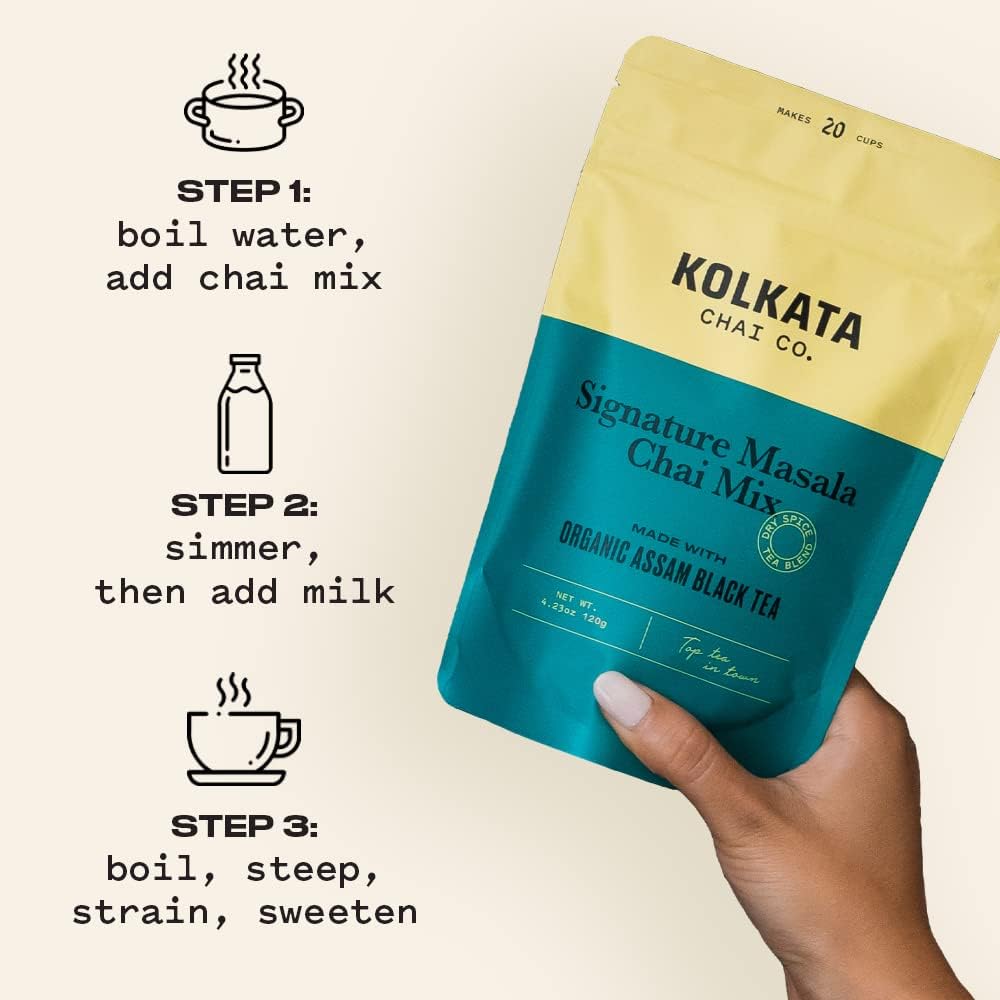 Kolkata Chai - Decaf Masala Chai Mix - Gift Box Includes Mug And Strainer -, Makes 20 Cups, Premium Loose Leaf Tea And Spice Blend, All Natural, 4.23 Oz