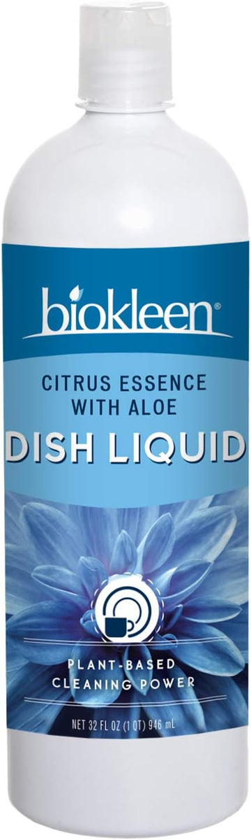 Biokleen Dish Liquid Soap, Dishwashing, Hand Moisturizing, Eco-Friendly, Non-Toxic, Plant-Based, No Artificial Fragrance, Colors or Preservatives, Citrus & Aloe, 32 Ounces (Pack of 12)