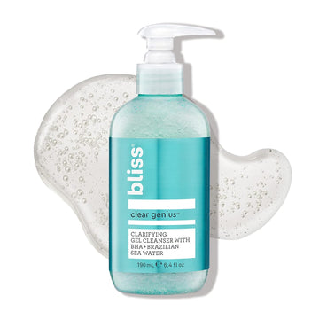 Bliss Clear Genius Clarifying Gel Cleanser - 6.4 Fl Oz - BHA Salicylic Acid to Purify Pores & Balance Skin - Remove Excess Oil & Dirt - Non-Drying - Vegan & Cruelty-Free