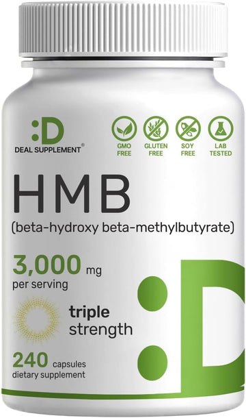 Deal Supplement Ultra Strength Hmb Supplements 3,000Mg Per Serving,Third Party Tested | Supports Muscle Growth, Retention & Lean Muscle Mass | Fast Workout Recovery